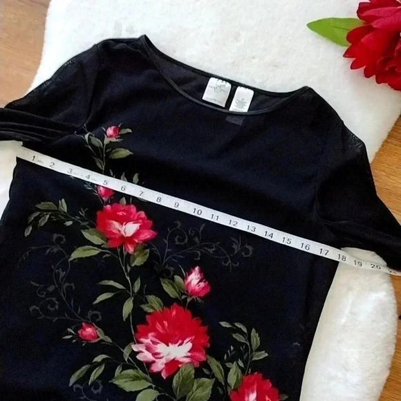 Emma James Floral Semi Sheer Black Top - Picture 4 of 11